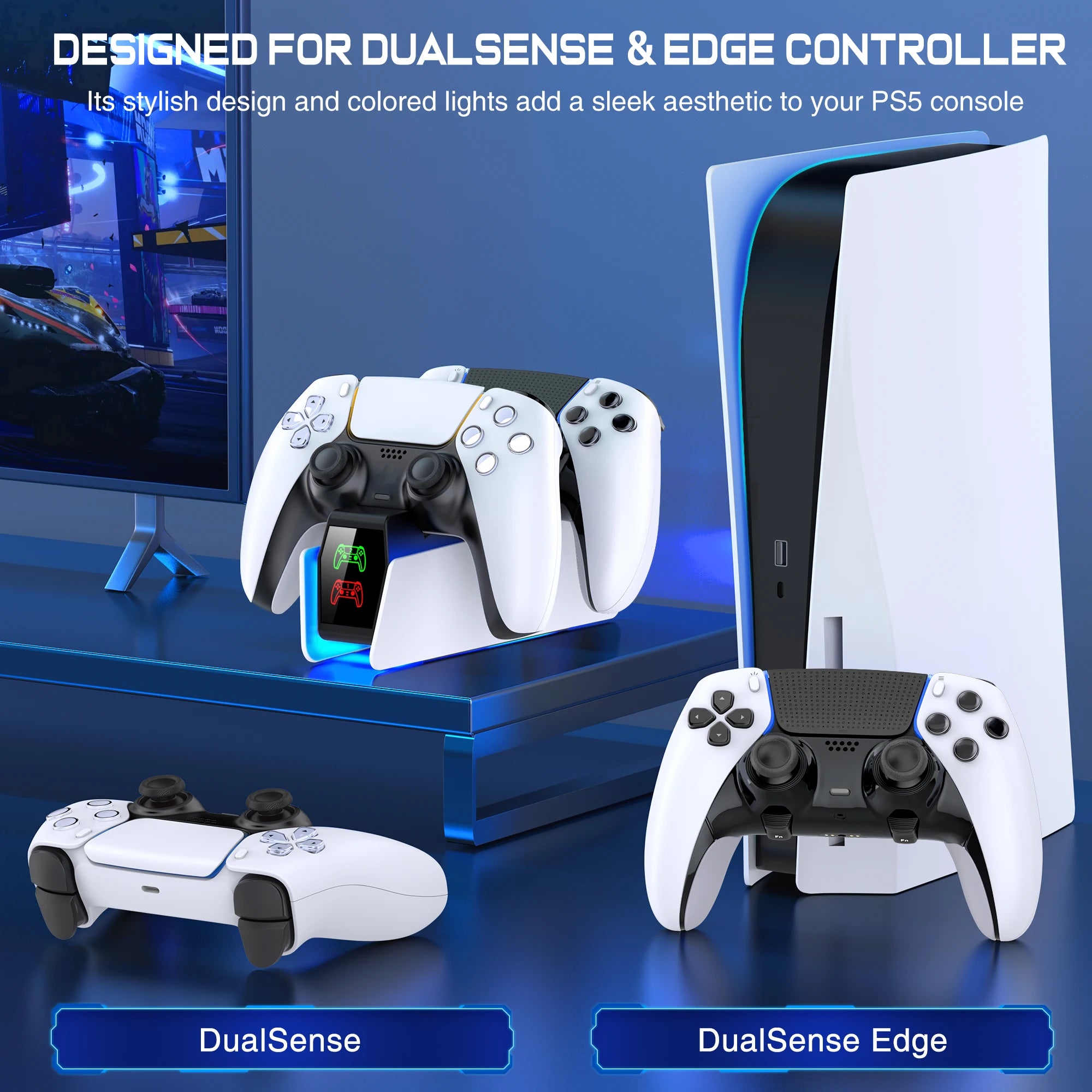 Enhanced RGB Charging Dock for PS5 Controllers