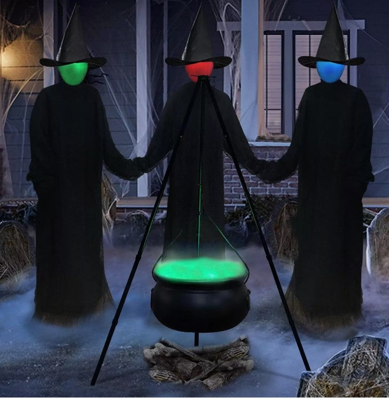 Spooky Halloween  Witches Cauldron with Lighted Tripod