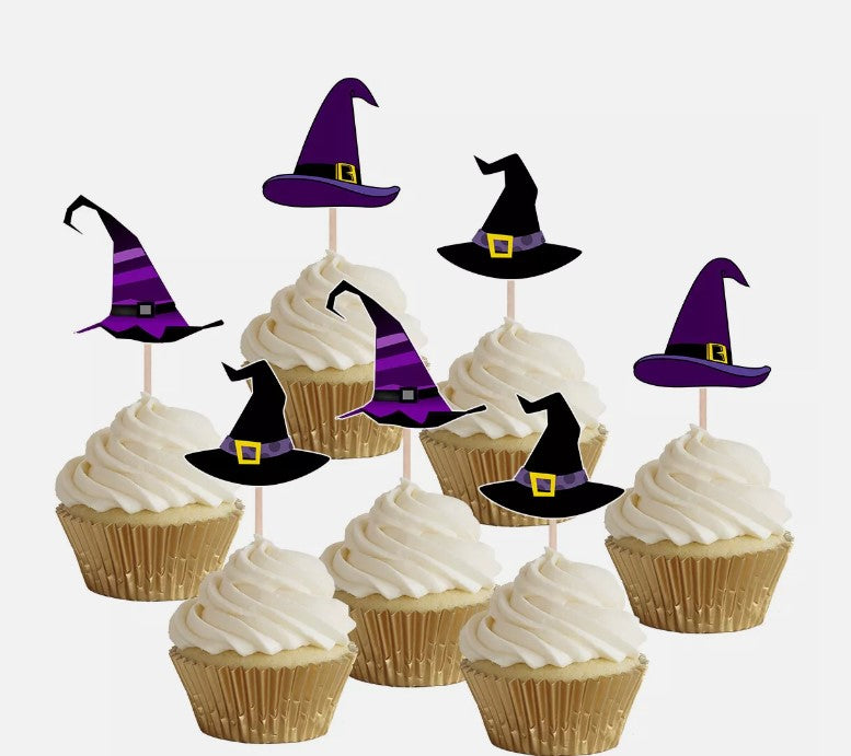 Enchanted Witch Hat Cupcake Toppers - 14 Pack Halloween Party Picks