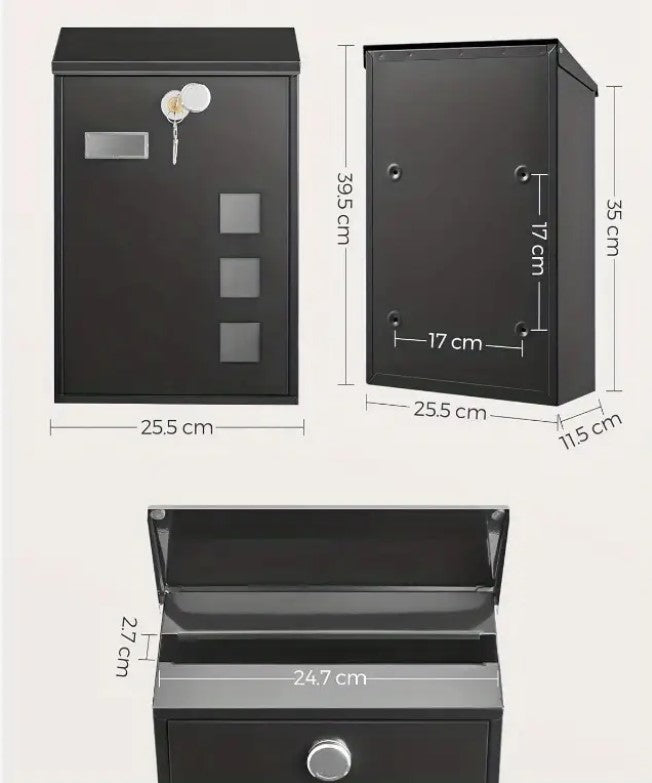 Modern Secure Wall-Mounted Post Box