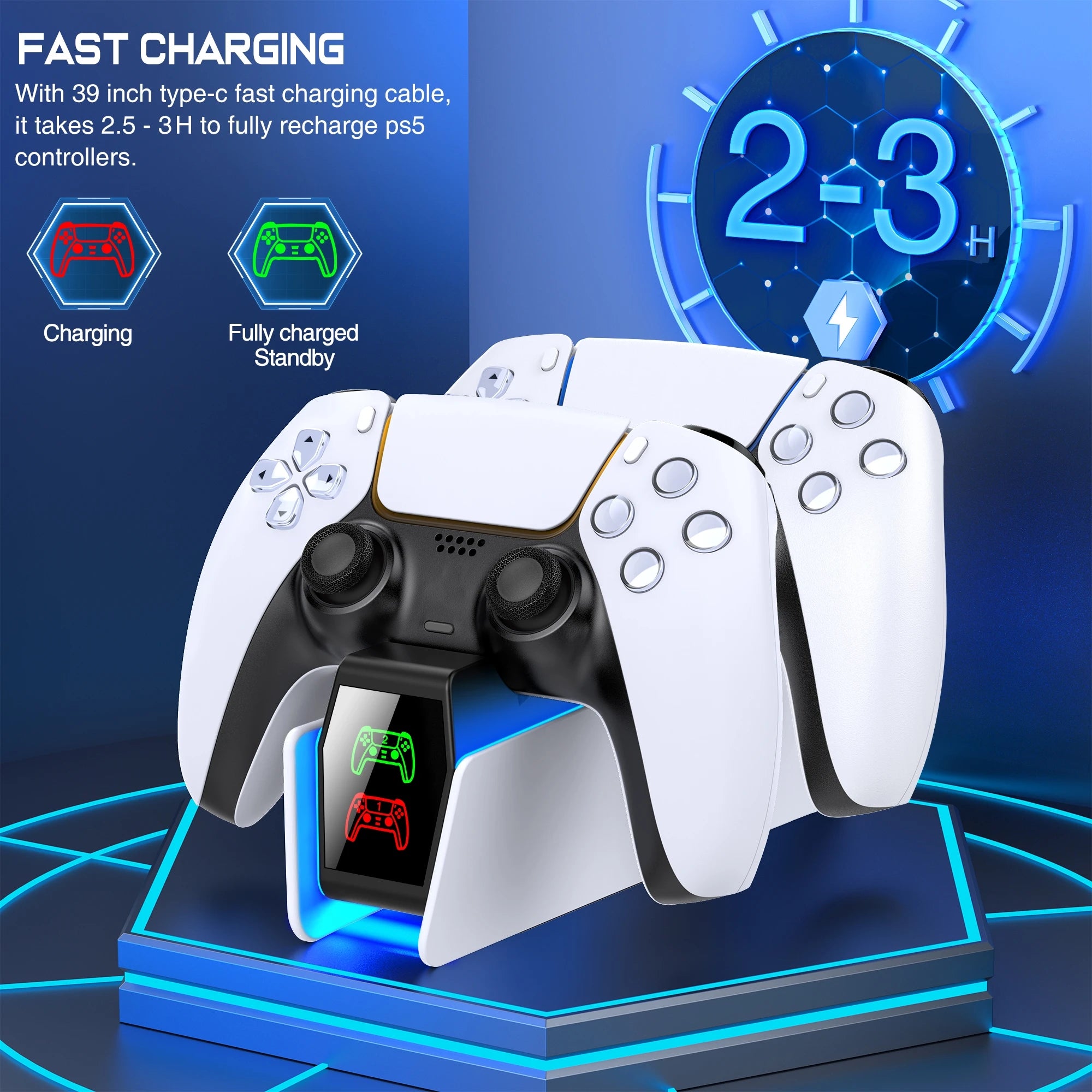 Enhanced RGB Charging Dock for PS5 Controllers
