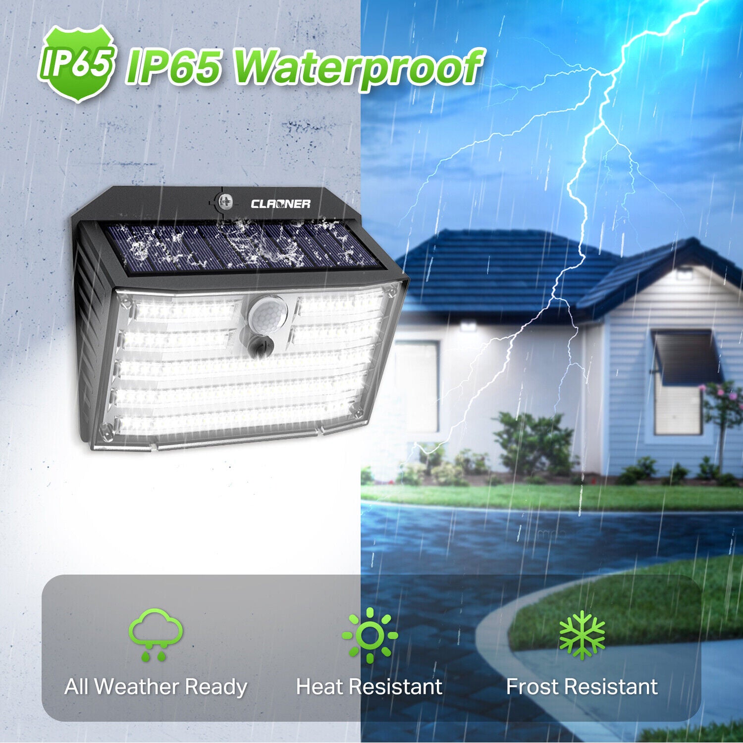 Security Solar Power Wall Light with 126 LED & PIR Motion Sensor