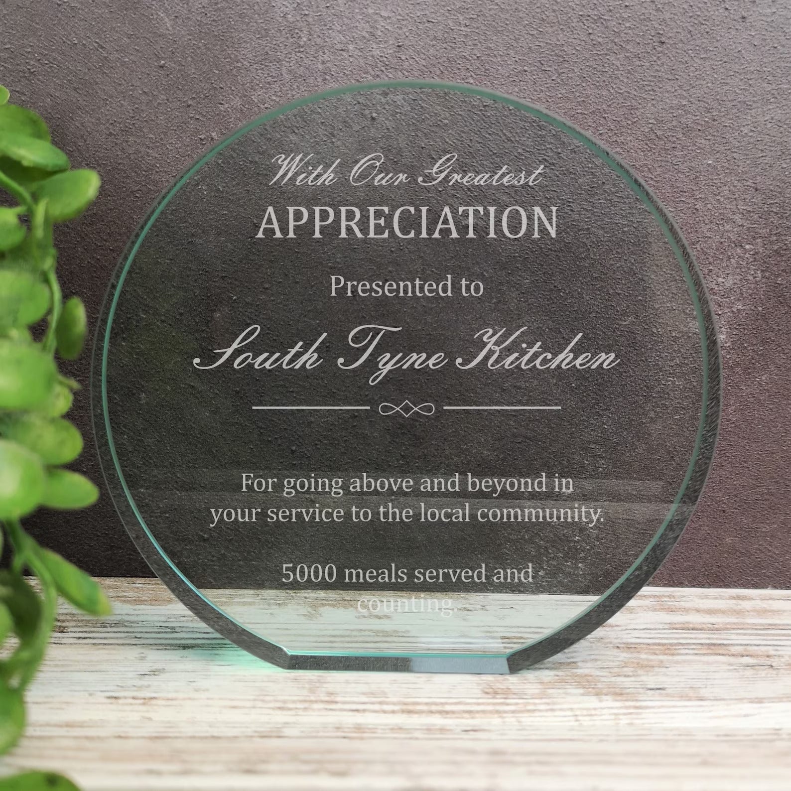 Personalised Glass Employee Award