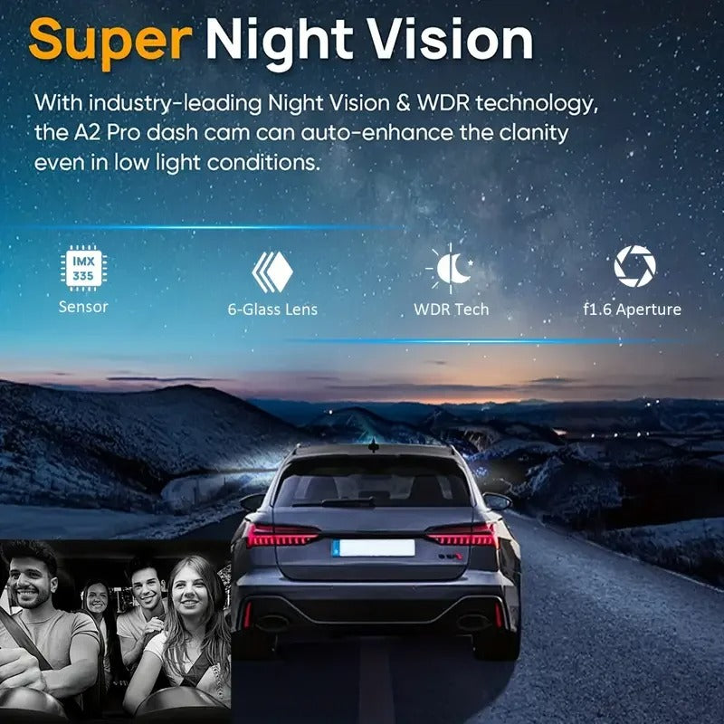 1080P Front and Inside Dash Cam with Wide Angle View