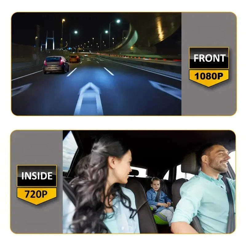 1080P Front and Inside Dash Cam with Wide Angle View